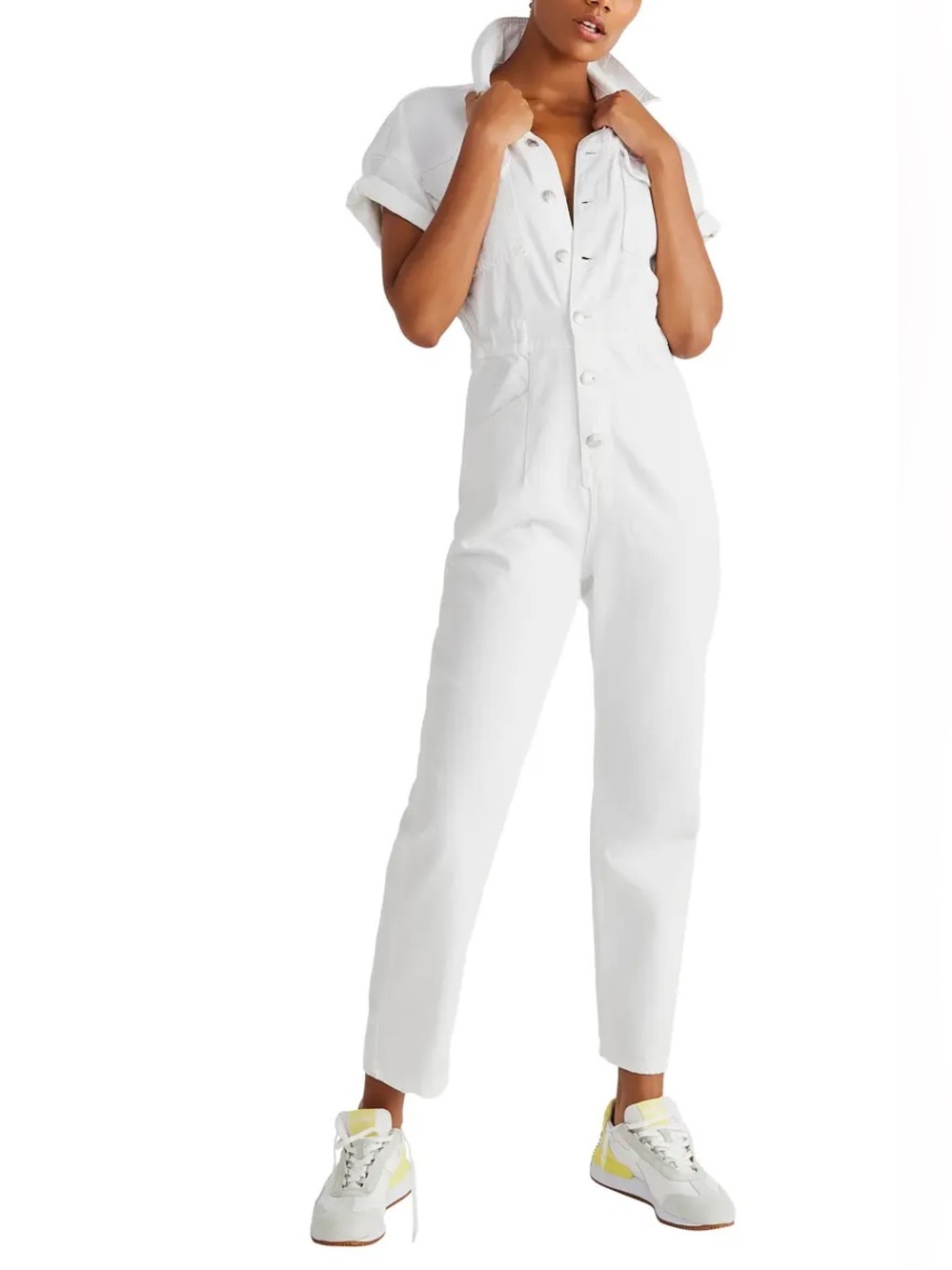 Free people WE THE FREE Marci cream denim Utility Jumpsuit